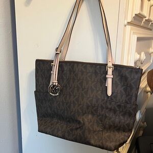 Michael Kors Black and Tan Signature Tote